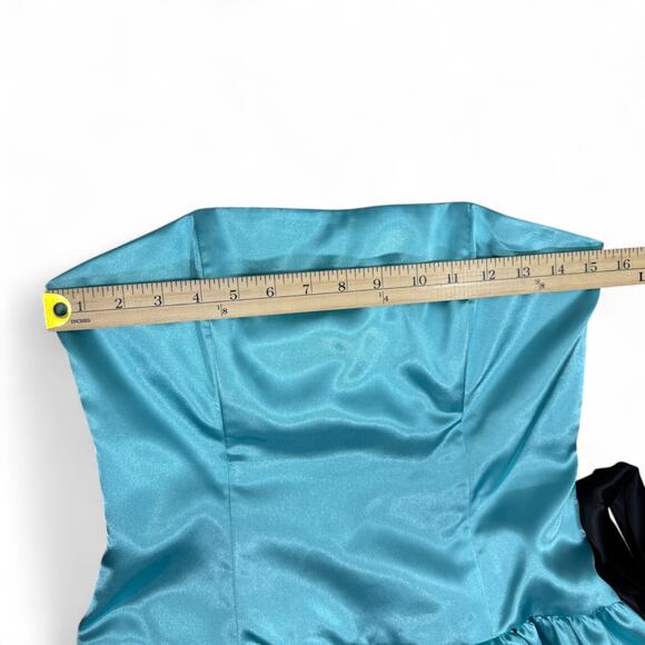 Vintage Gunne Sax Jessica McClintock Satin Babydoll Dress Sz 7 Blue Y2K Prom - Picture 11 of 14